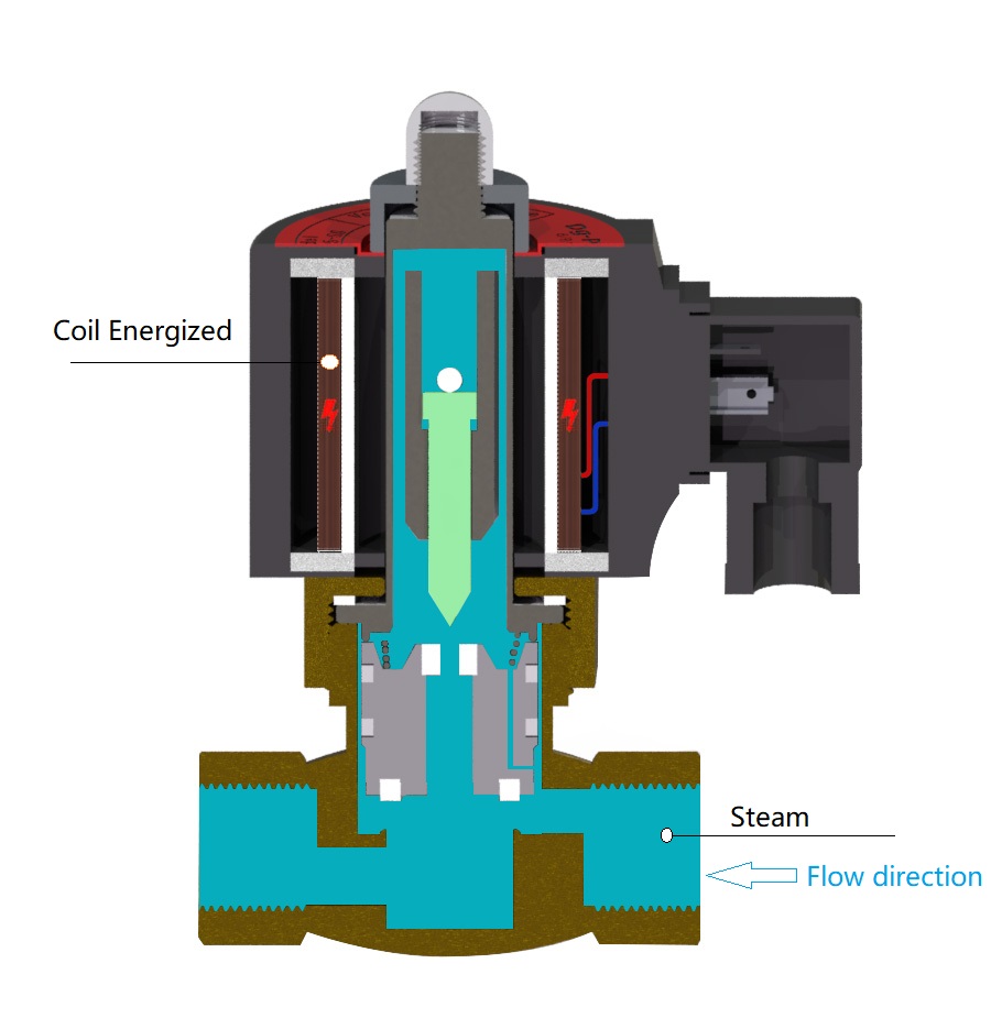 Steam Two ways Solenoid Valve Open Status