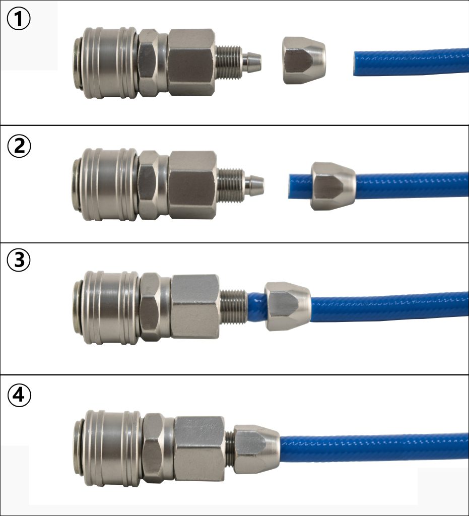 Hose Barb with the locking thread nut