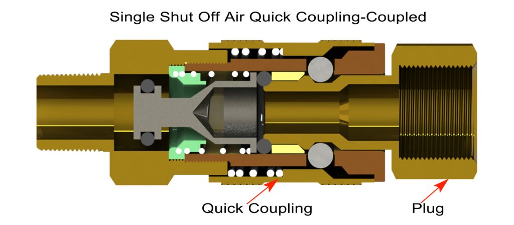Single Shut Off Air Quick Coupling-Coupled