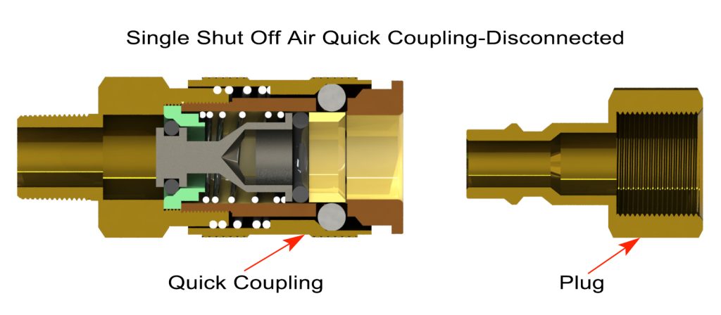 Single Shut Off Air Quick Coupling-Disconnected