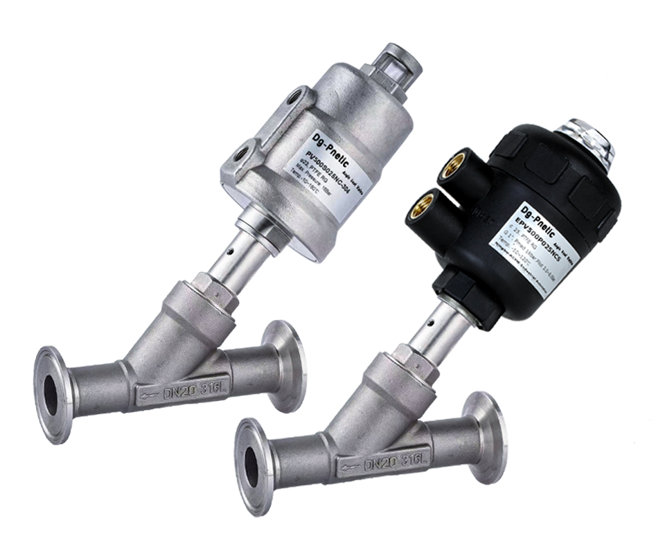 PV500 Tri-clamp ends angle seat valve